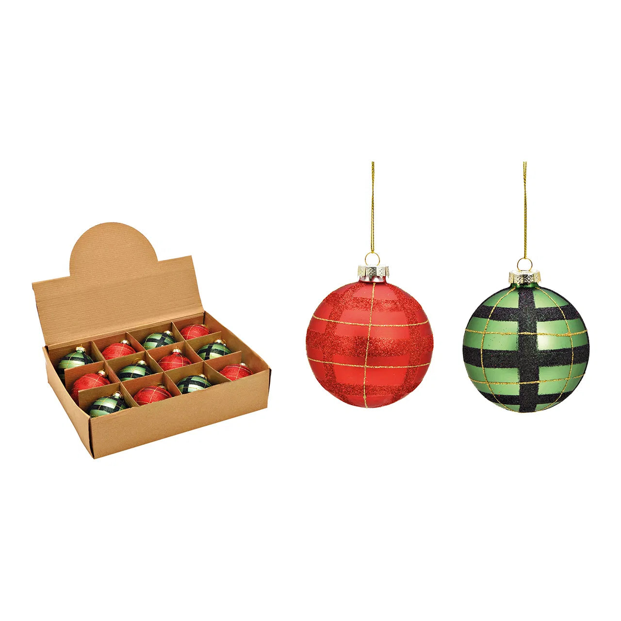 Red/Green Glass Christmas ball