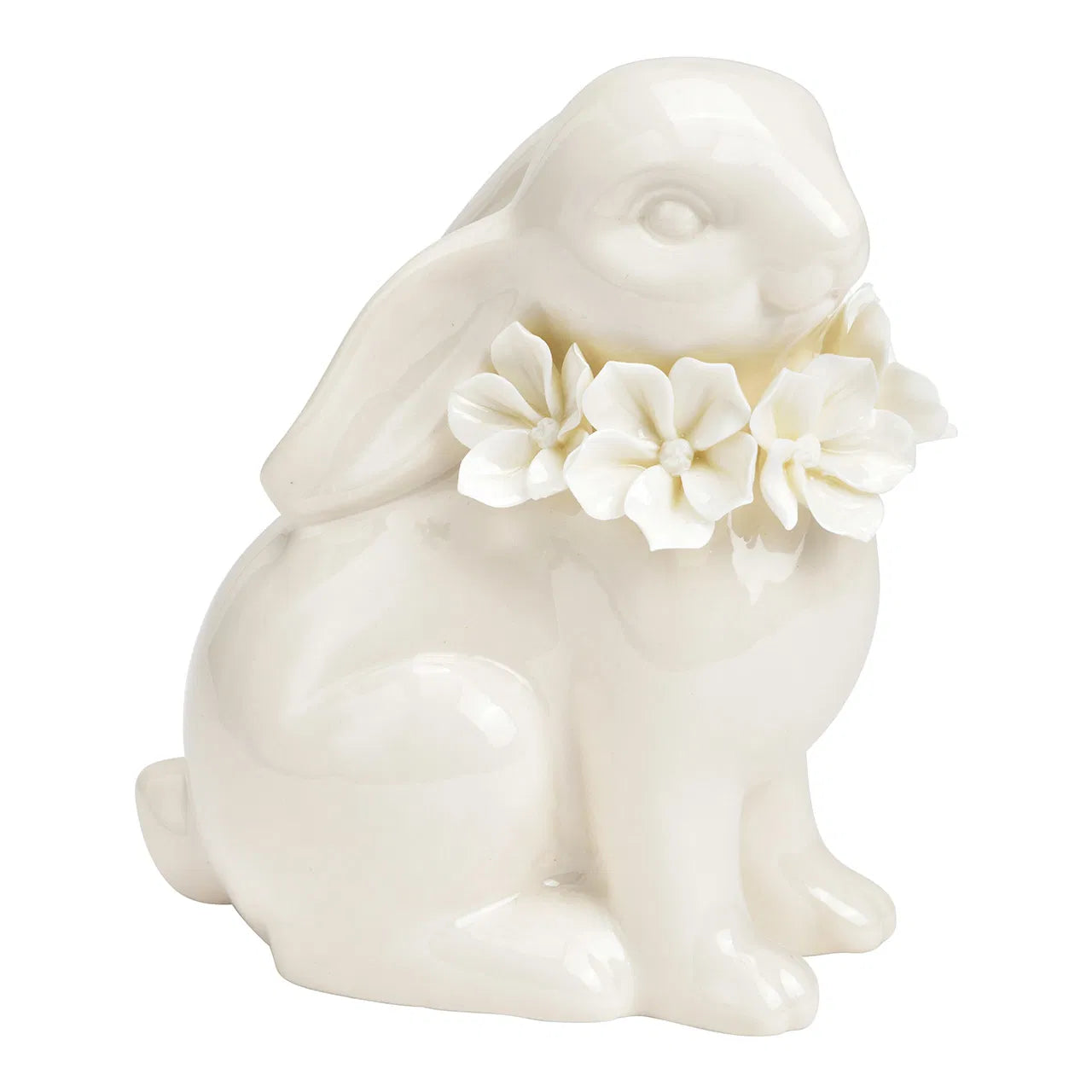 PorcelainBunny Sitting with Floral Decoration