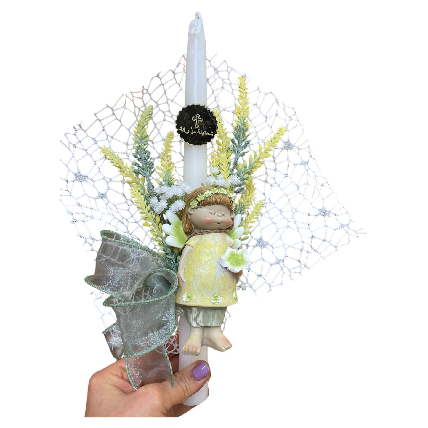 Green Flower Girl Candle