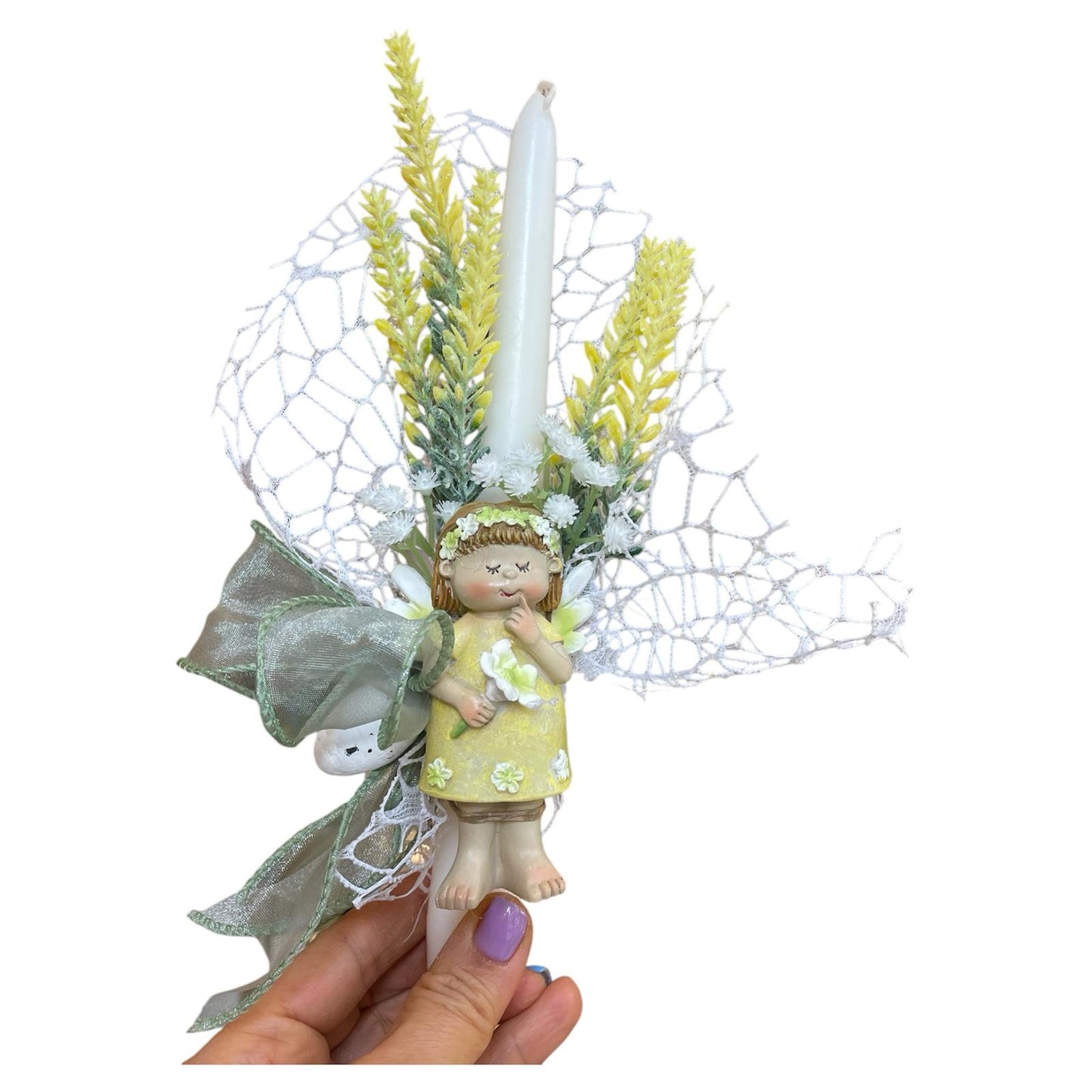 Green Flower Girl Candle
