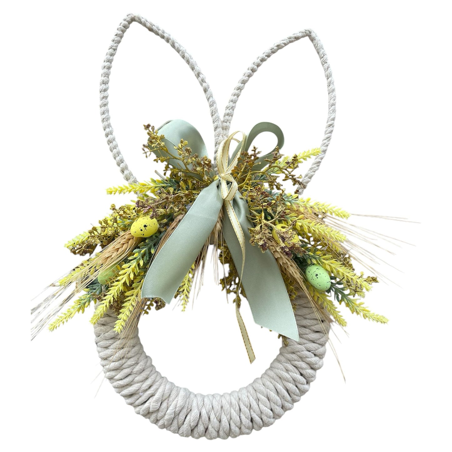 Bunny Wreath With Yellow Leaves