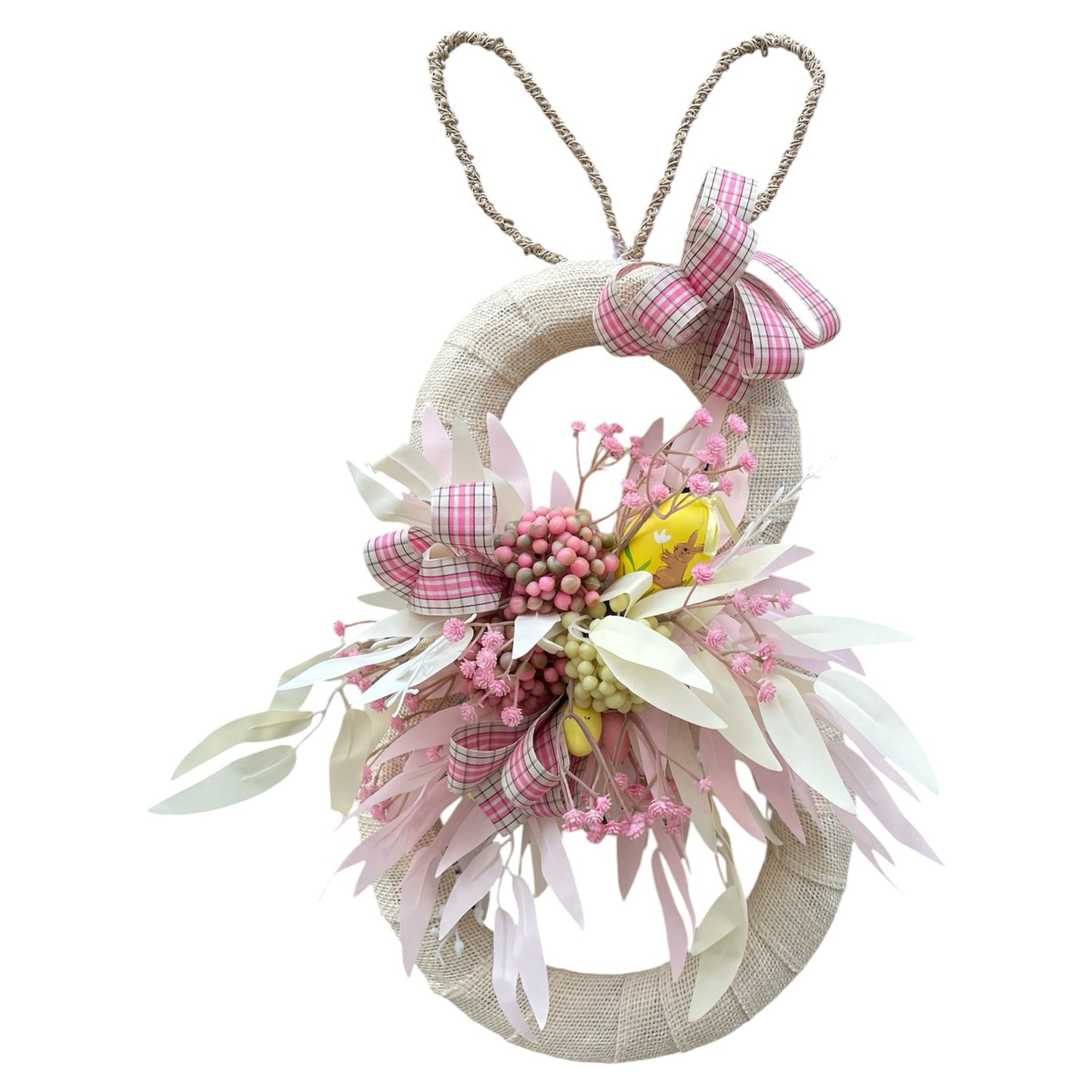 Bunny Wreath With Pink Leaves