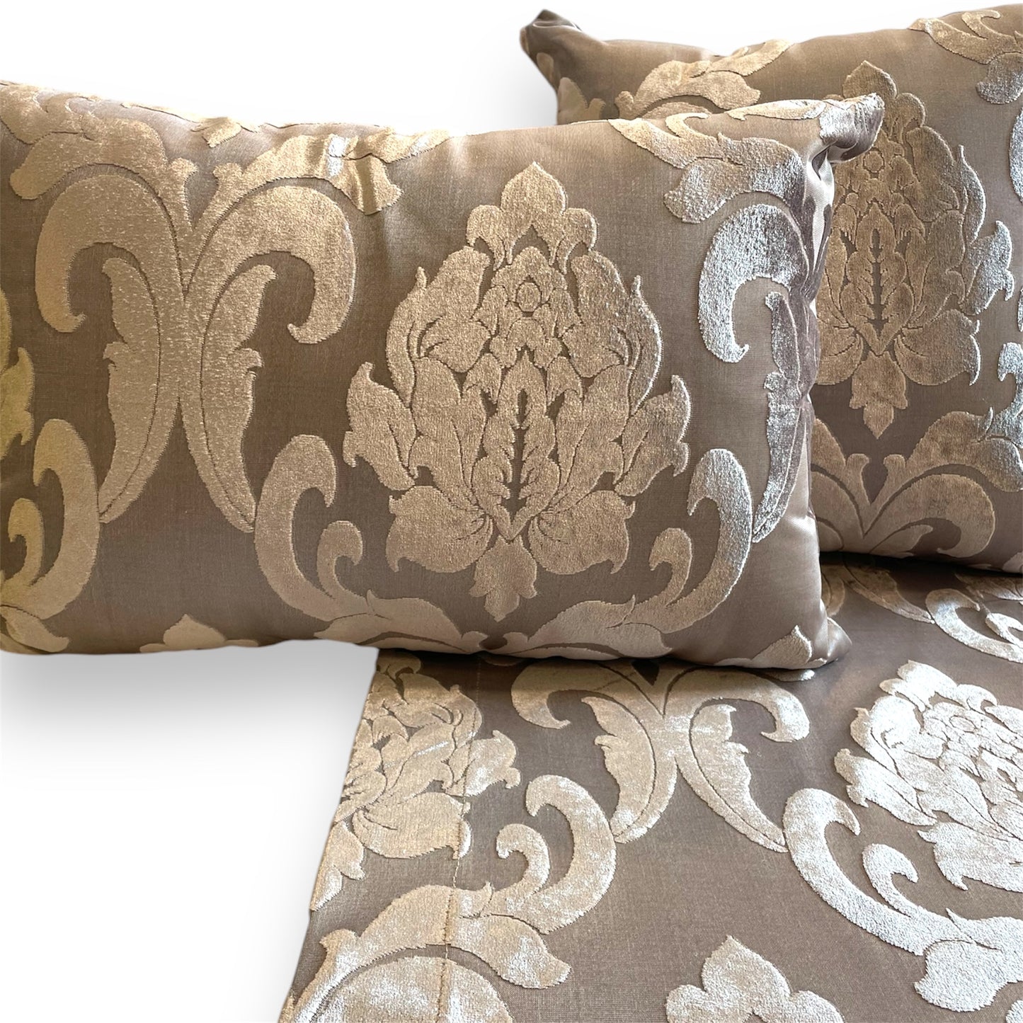 Sqaure Antique-Pink & Silver Bloom Pillow