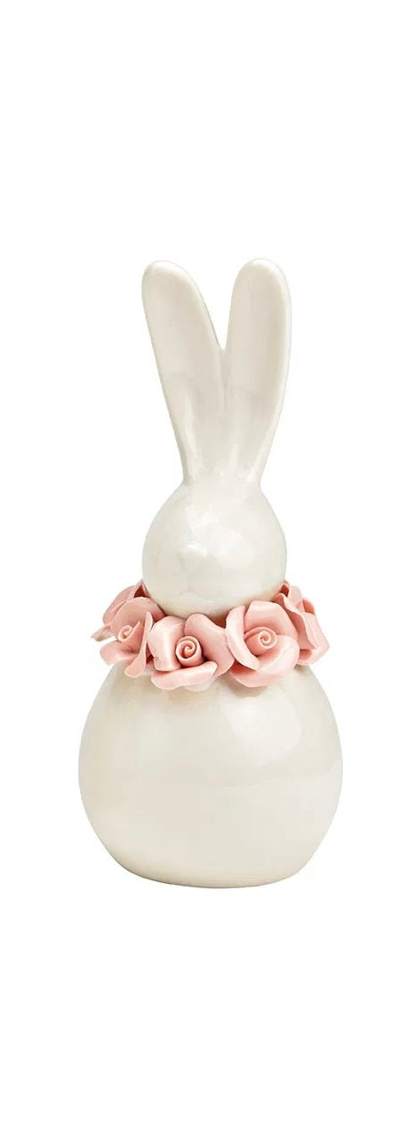 Porcelain Bunny with Flower Wreath