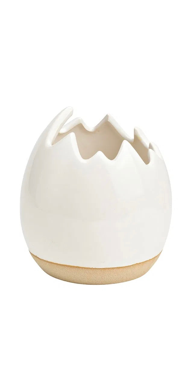 Ceramic Egg Ceramic in Green/White