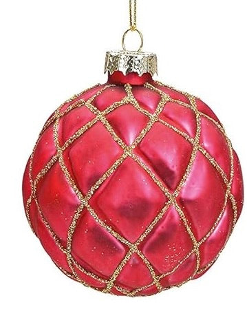 Red/Gold Glitter Glass Ball