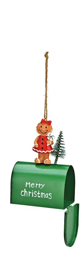 Metal Gingerbread Letterbox Hanger with "Merry Christmas"