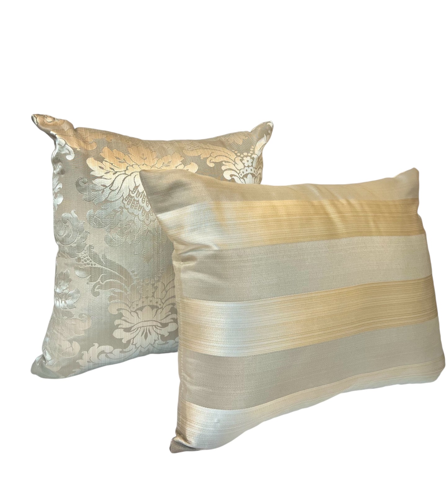 Rectangular Silver & Golden Stripes Pillow