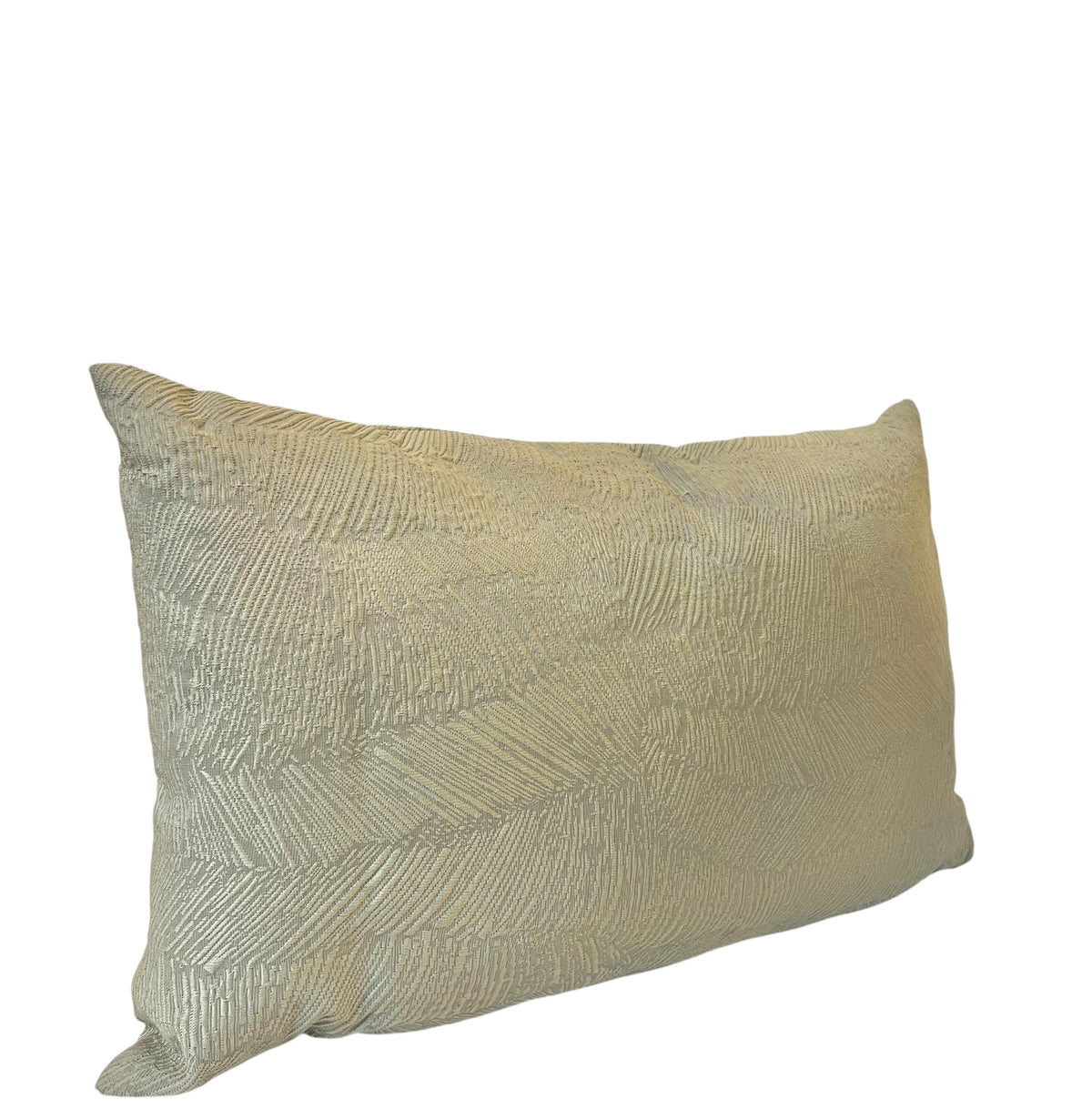 Rectangular beige and gold throw pillow featuring a textured ripple pattern against a white background.