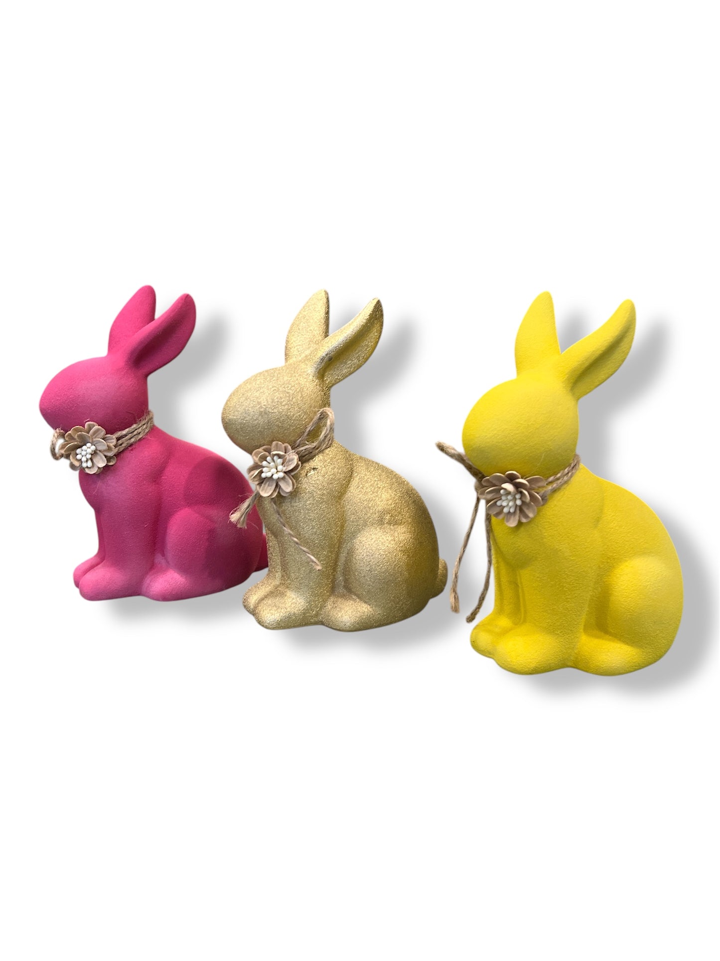 Ceramic Bunny with Bow Ceramic in Beige/White