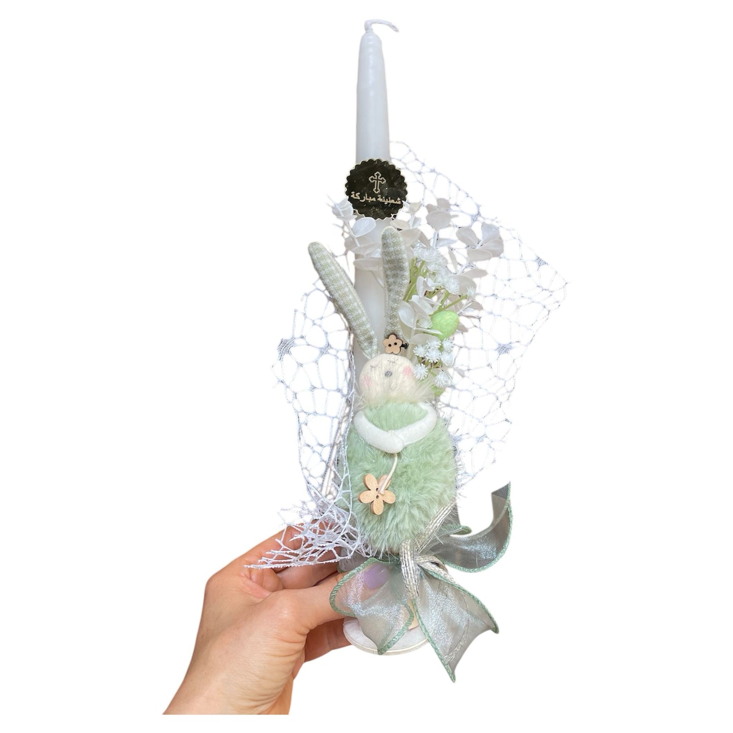 Green Fur Bunny Candle
