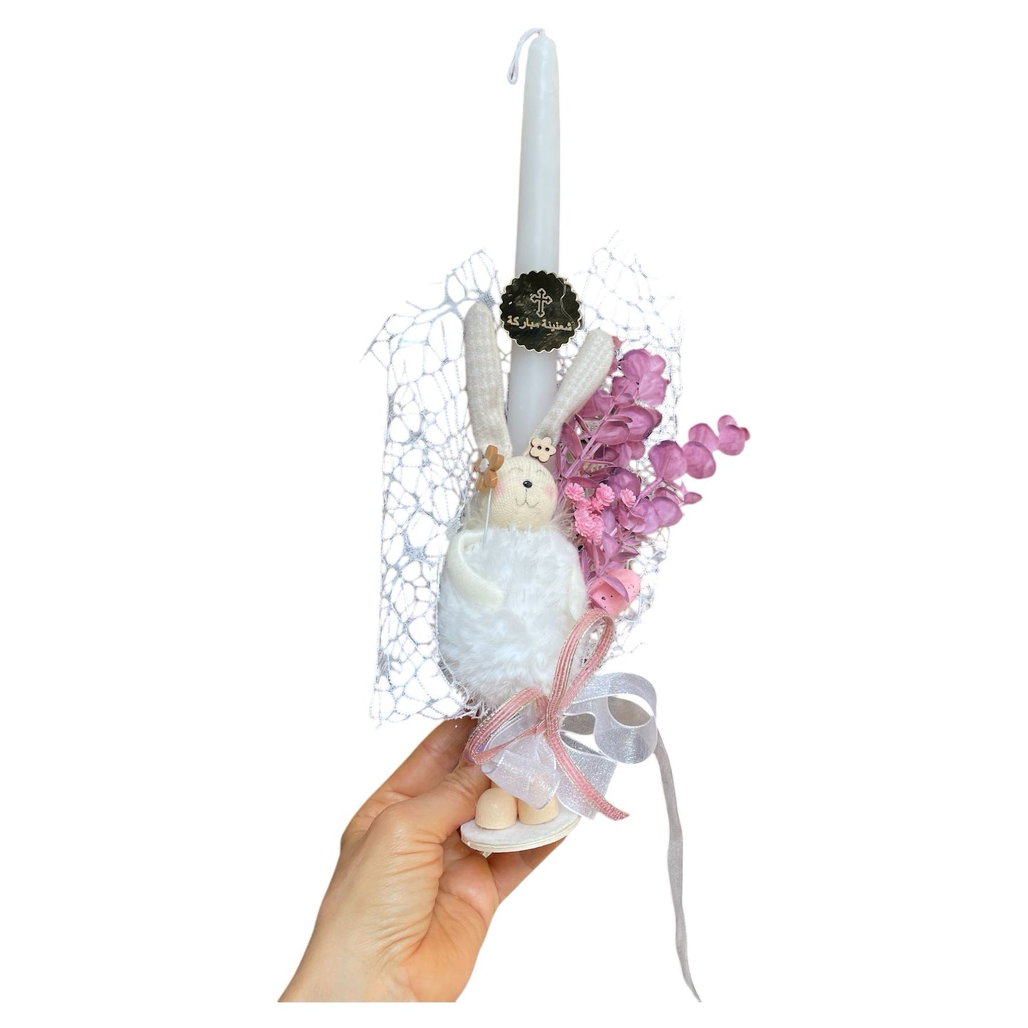White Fur Bunny Candle