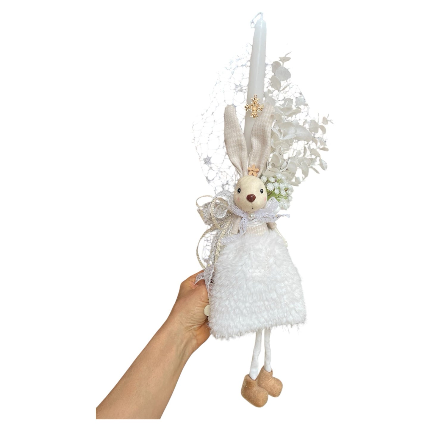 White Dressed Bunny Candle
