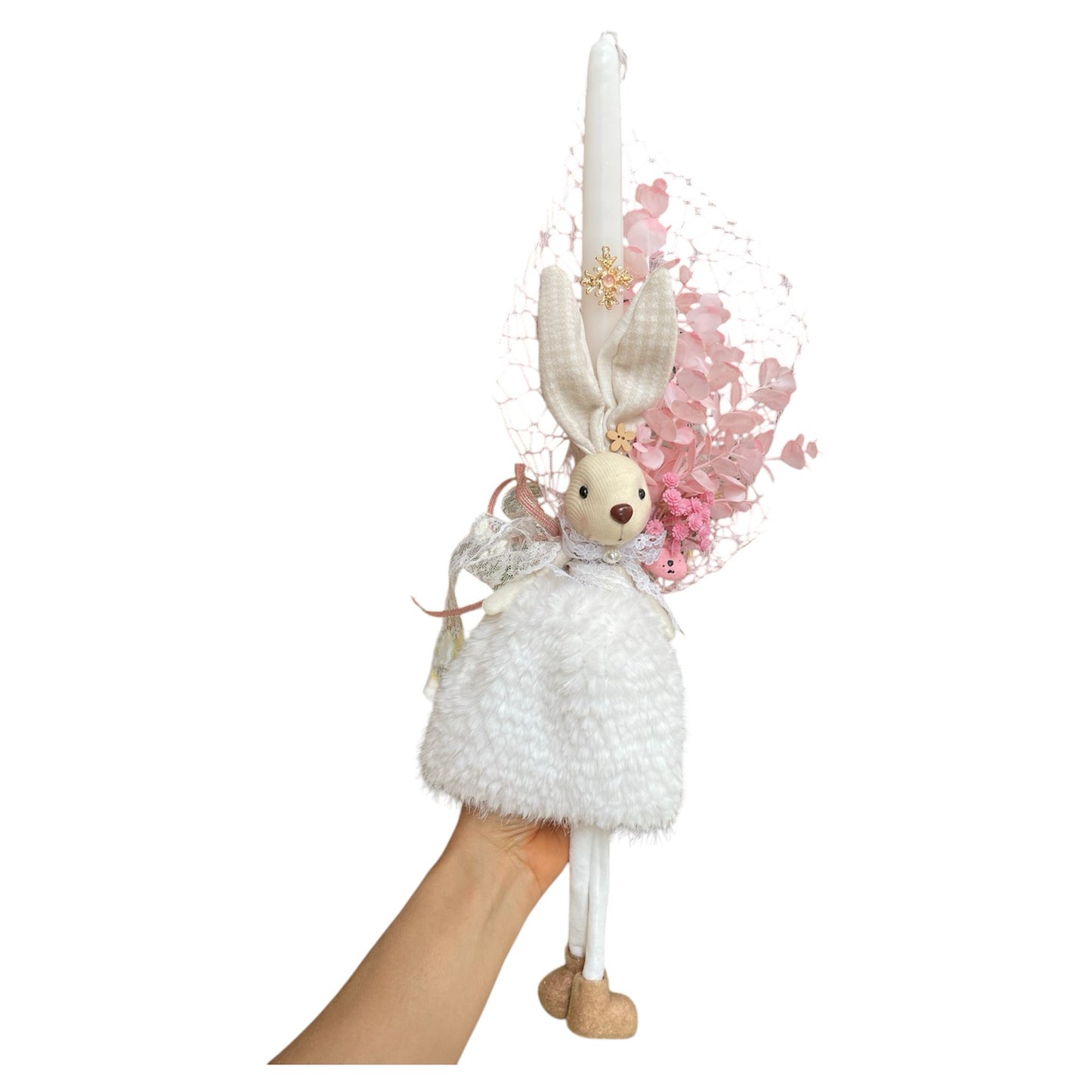 Pink Dressed Bunny Candle
