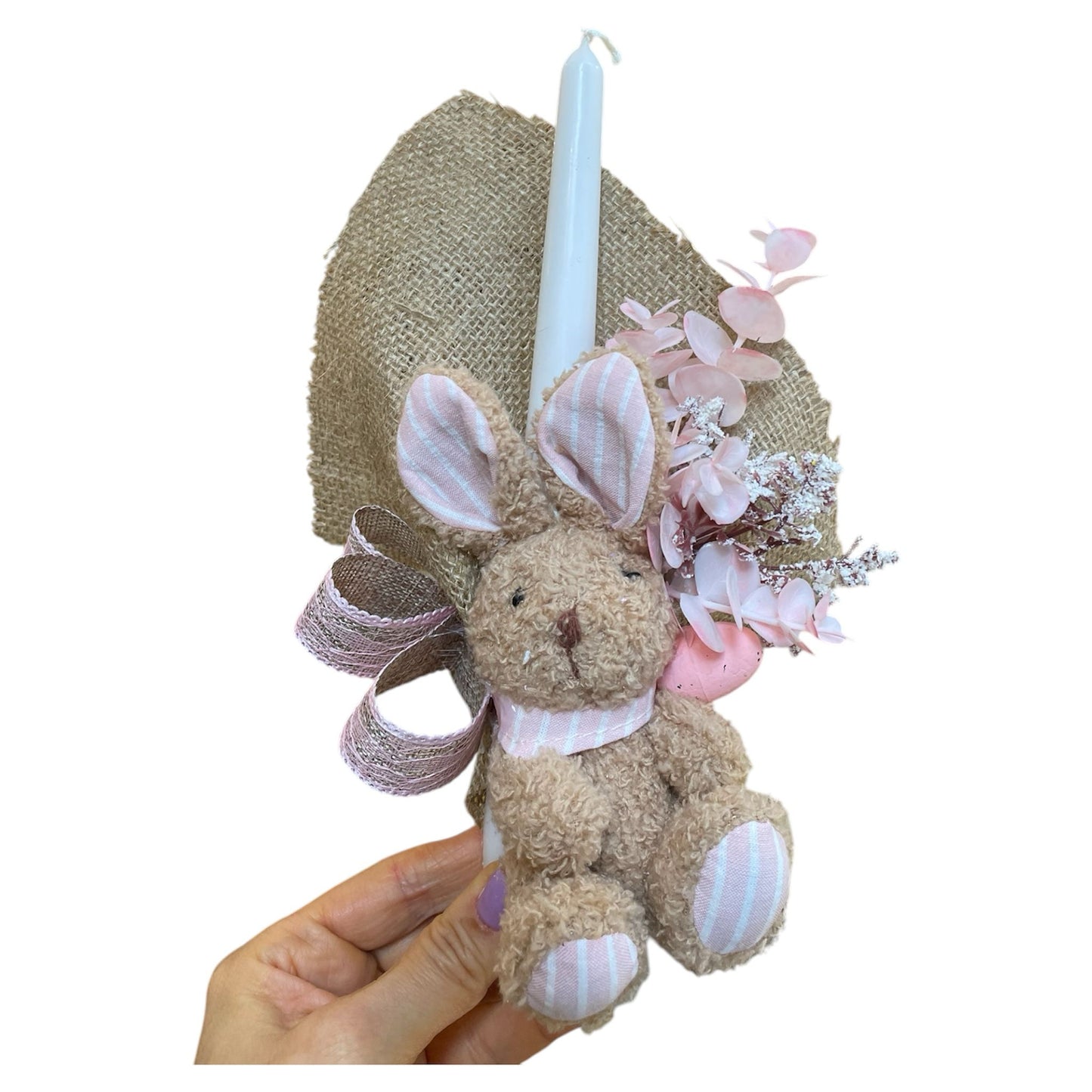 Brown/Pink Bunny Candle