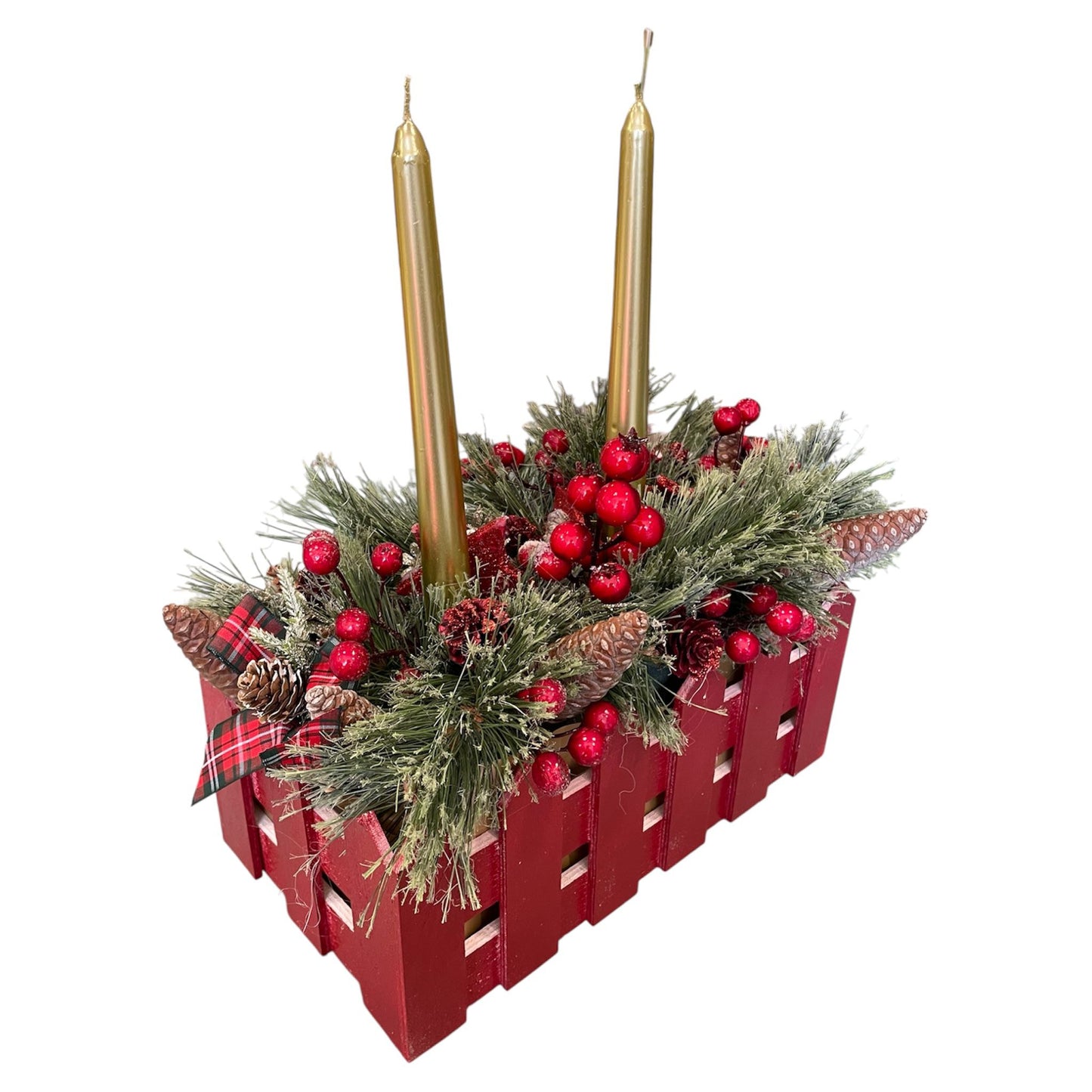 Dark Red Wooden Candle Centerpiece