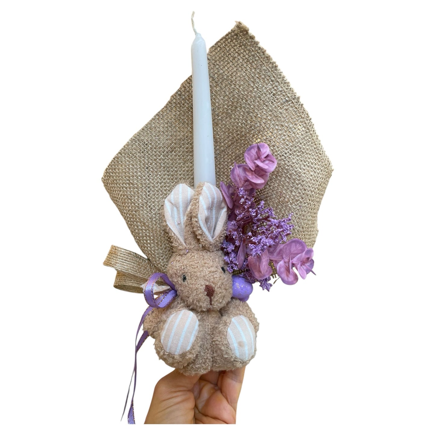 Brown/Purple Bunny Candle