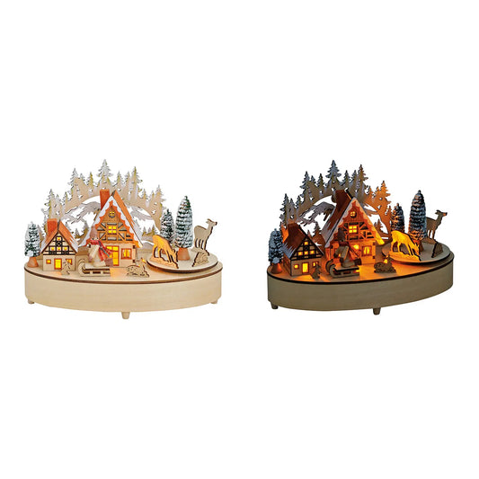 Wooden Winter Scene with LED Lighting and Music