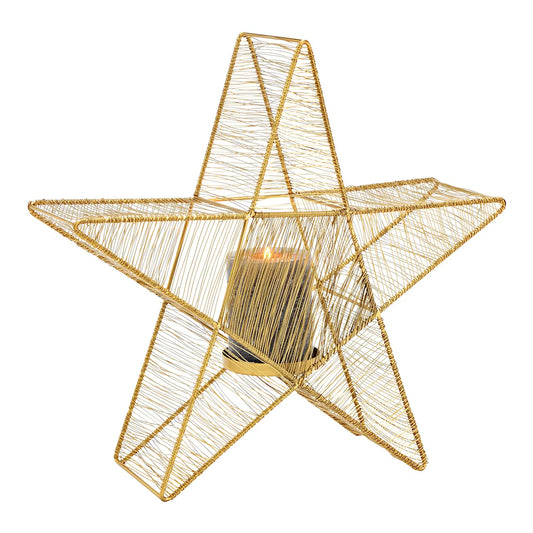 Gold Metal Star Wind Light Candle Holder