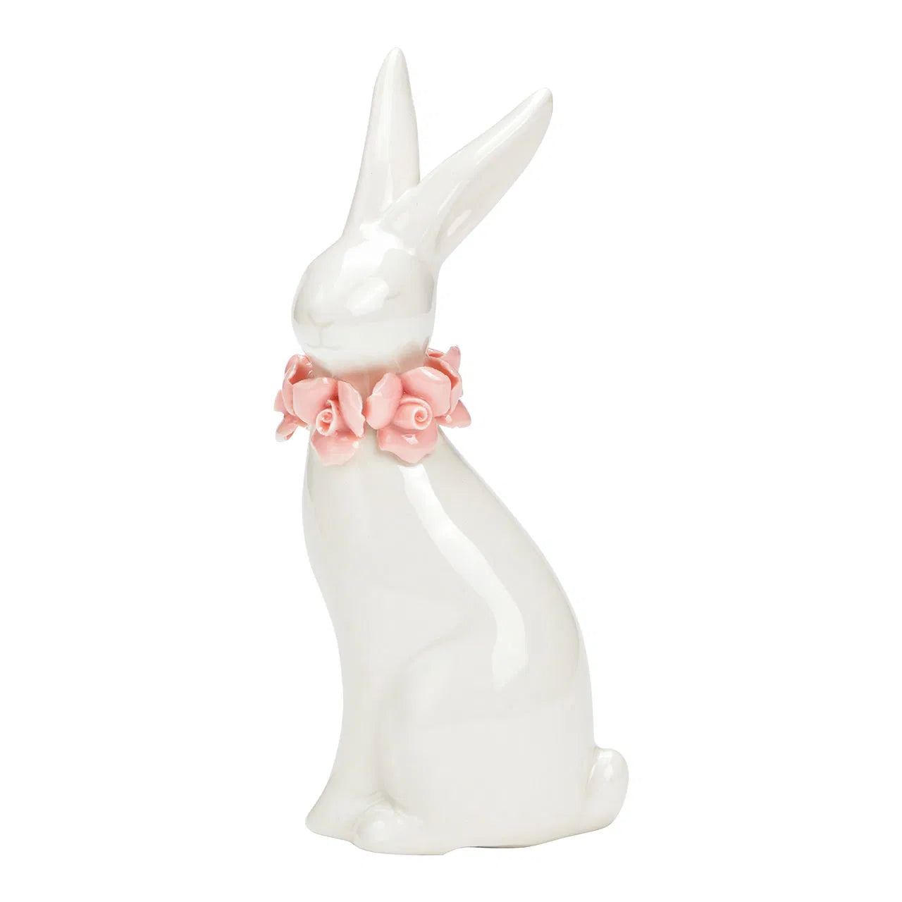 Ceramic Bunny with Wreath of Flowers