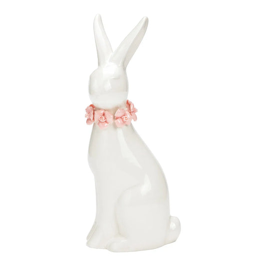 Ceramic Bunny with Wreath of Flowers