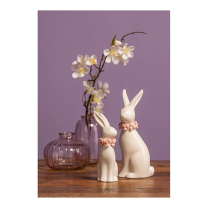 Ceramic Bunny with Wreath of Flowers