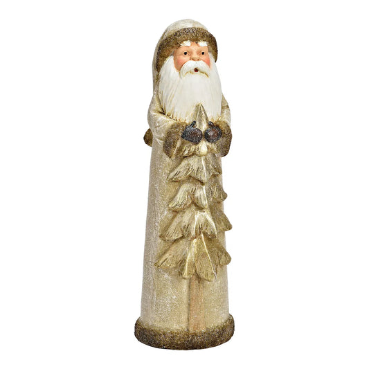 Champagne Poly Santa Claus with Glitter