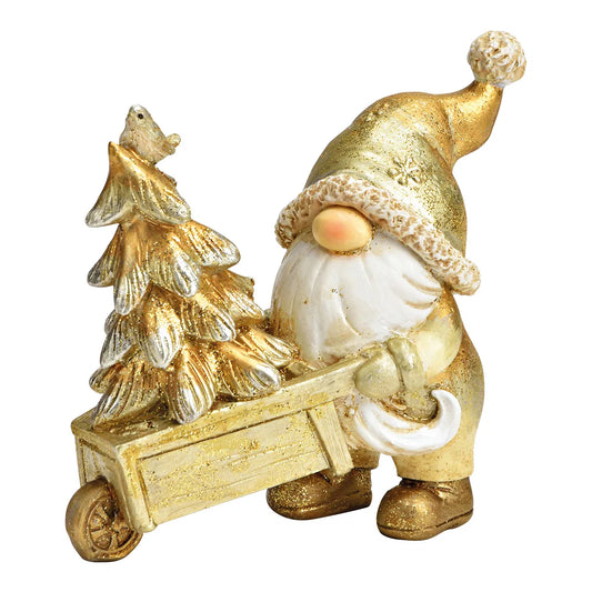 Gold Poly Gnome with Tree