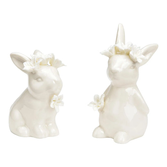 Porcelain Bunny with Floral Decoration
