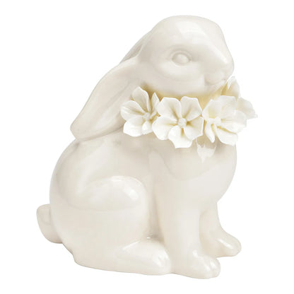 PorcelainBunny Sitting with Floral Decoration