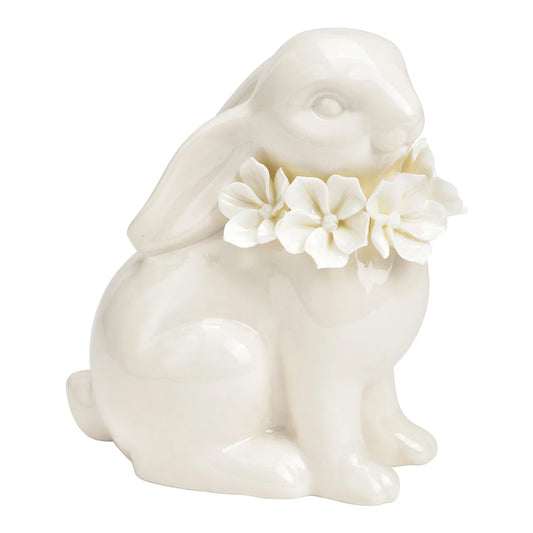 PorcelainBunny Sitting with Floral Decoration