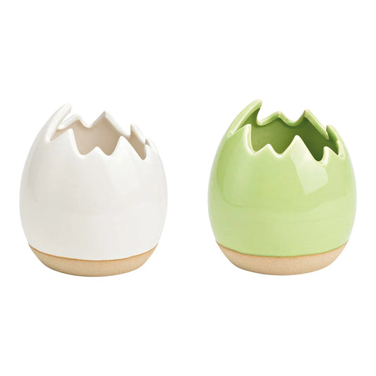 Ceramic Egg Ceramic in Green/White