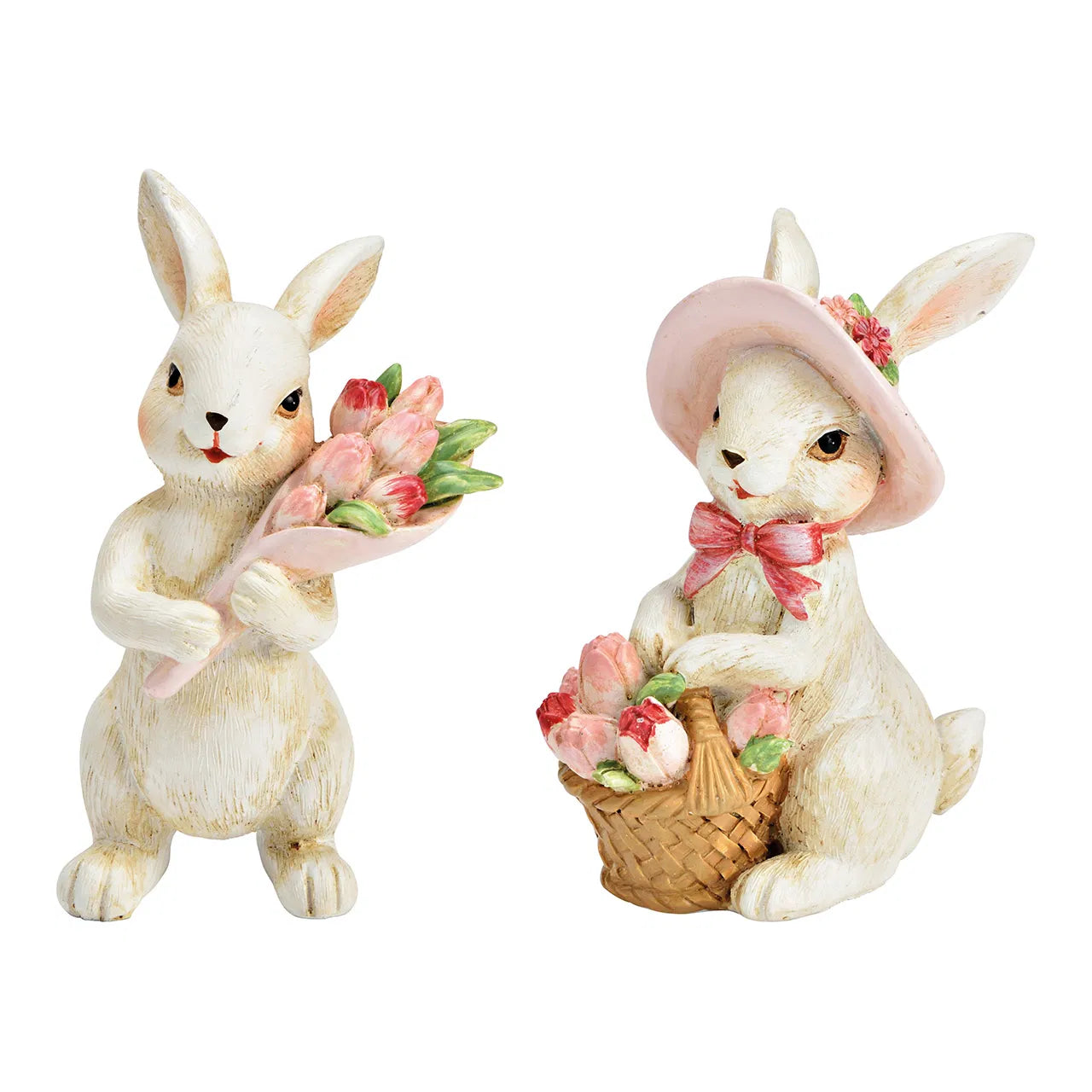 Bunny with Tulip Bouquet/Basket
