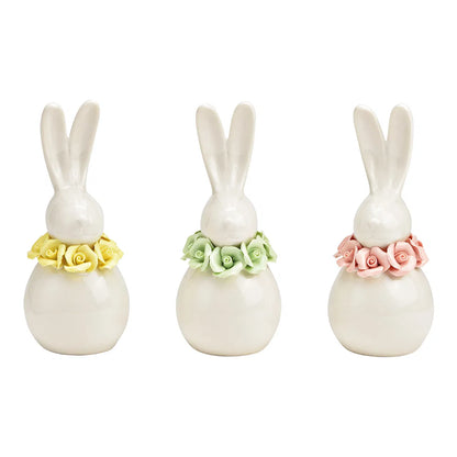 Porcelain Bunny with Flower Wreath