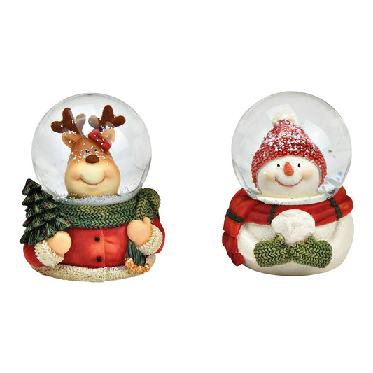 Colorful Moose and Snowman Christmas Snow Globe