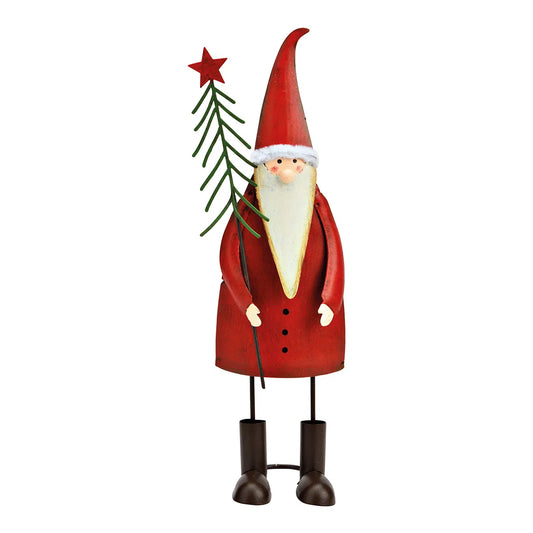 Red Metal Santa Claus with Christmas Tree