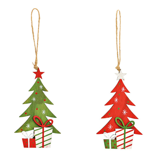 Green/Red Wooden Hanger Christmas Tree