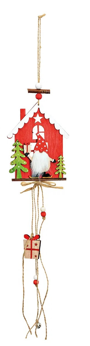 Red/Natural Wooden House Hanger