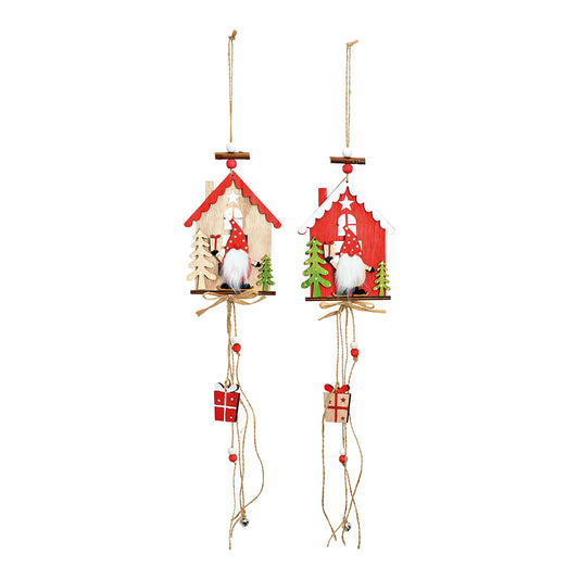 Red/Natural Wooden House Hanger