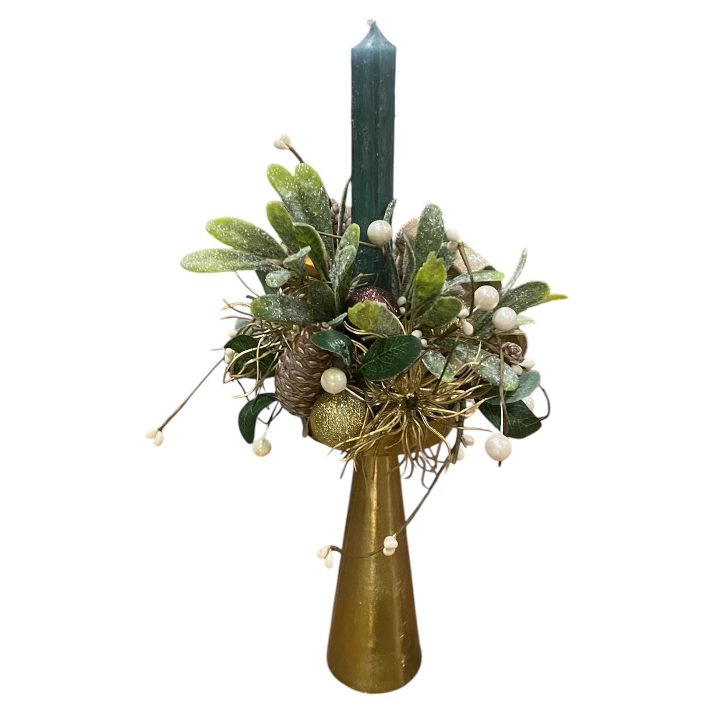 Decorative Green/Gold Candle Holder