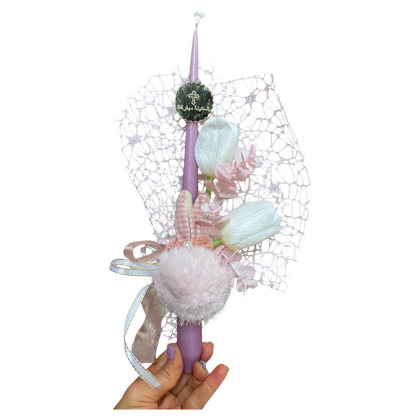 Pink Fluffy Bunny-Pink Candle