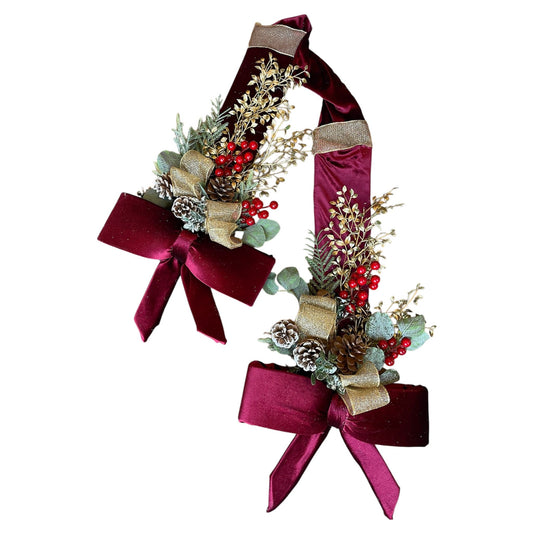 Over The Door Double Sided Bow in Dark Red