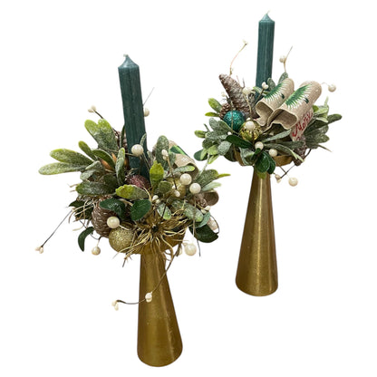 Decorative Green/Gold Candle Holder