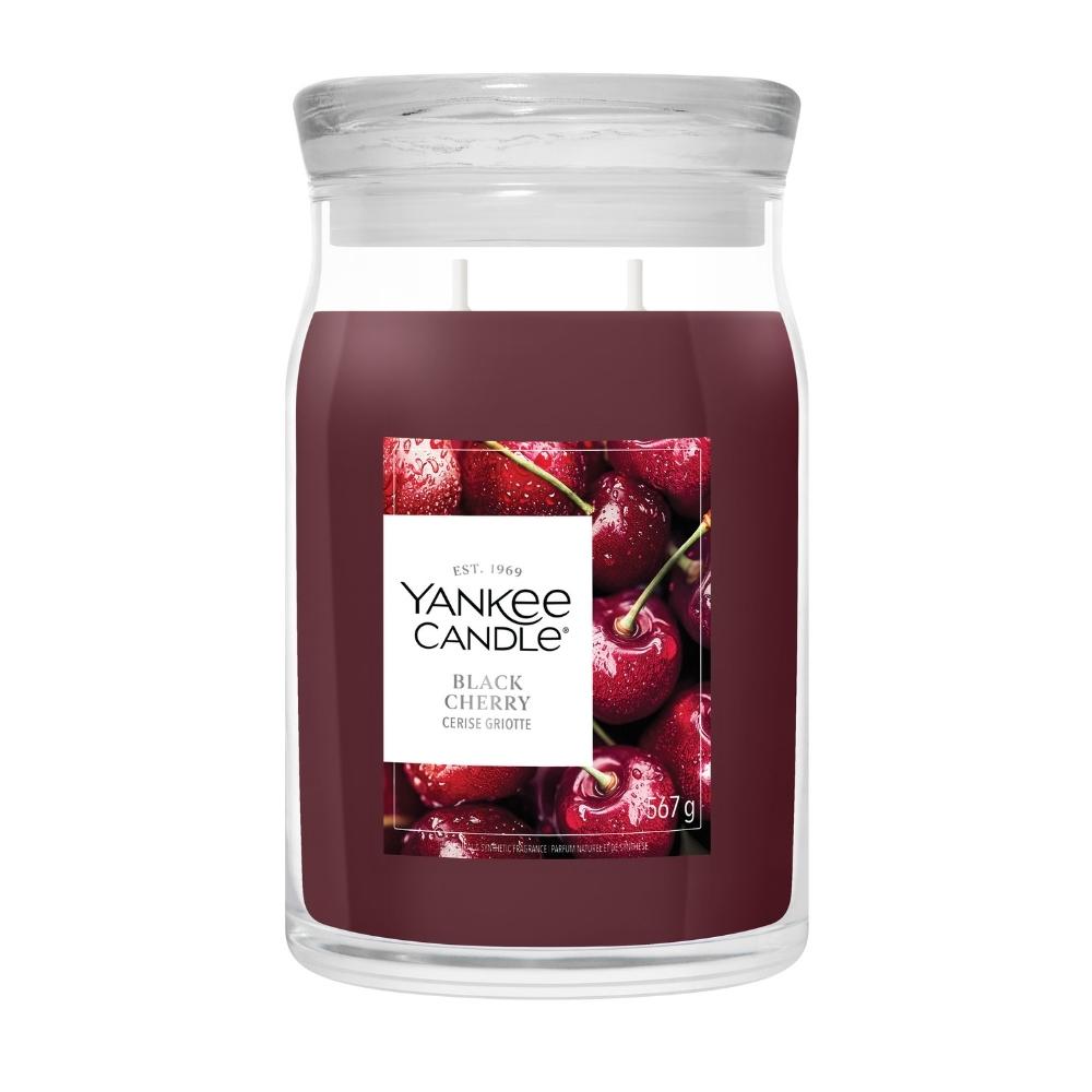 Yankee Candle Black Cherry candle jar on a white background