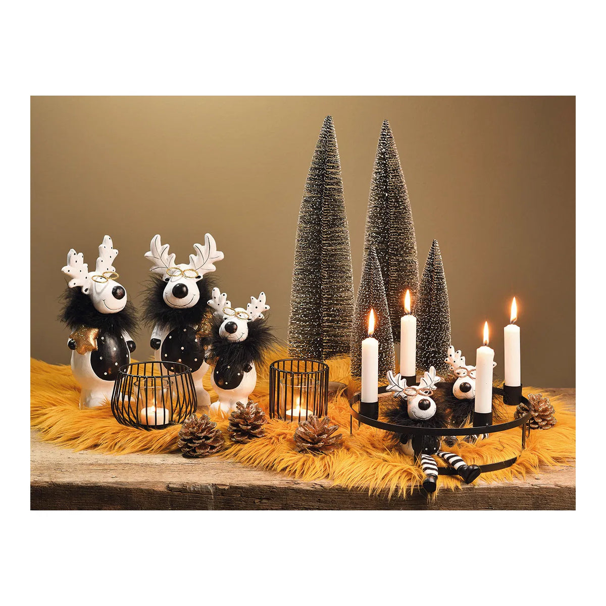 A white colored stick candle on a christmas background.