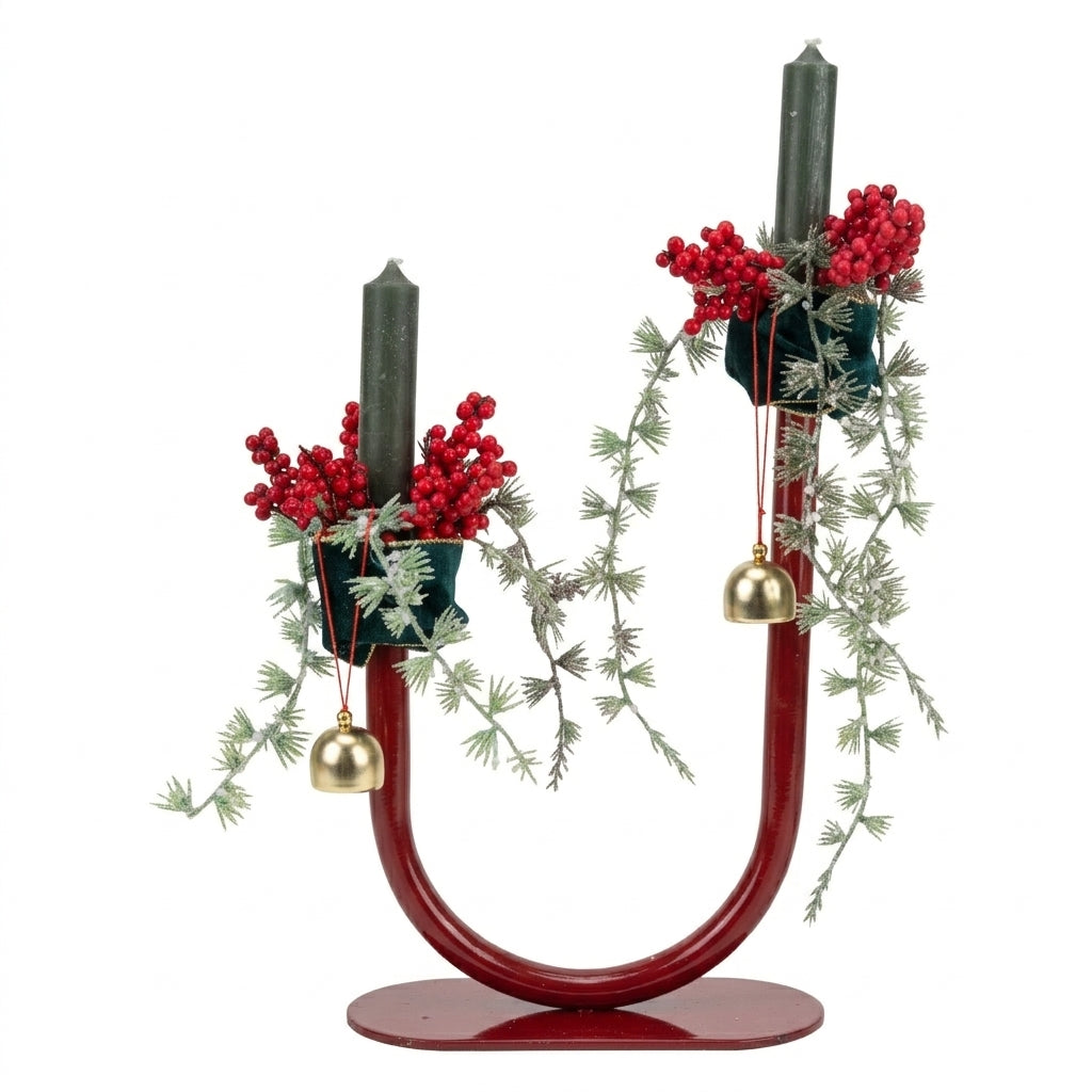 Inas' Handmade Christmas Candle Red Centerpiece