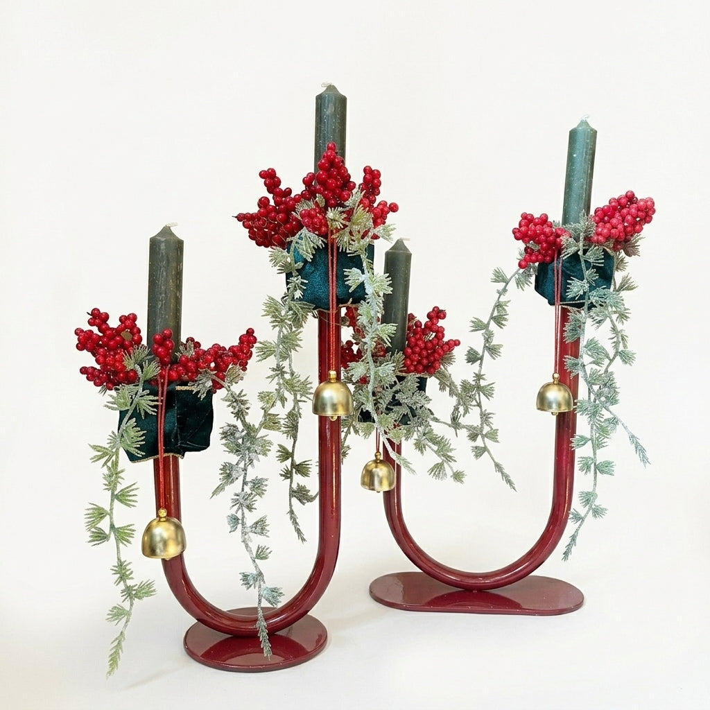 Inas' Handmade Christmas Candle Red Centerpiece