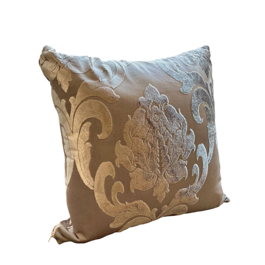 Sqaure Antique-Pink & Silver Bloom Pillow