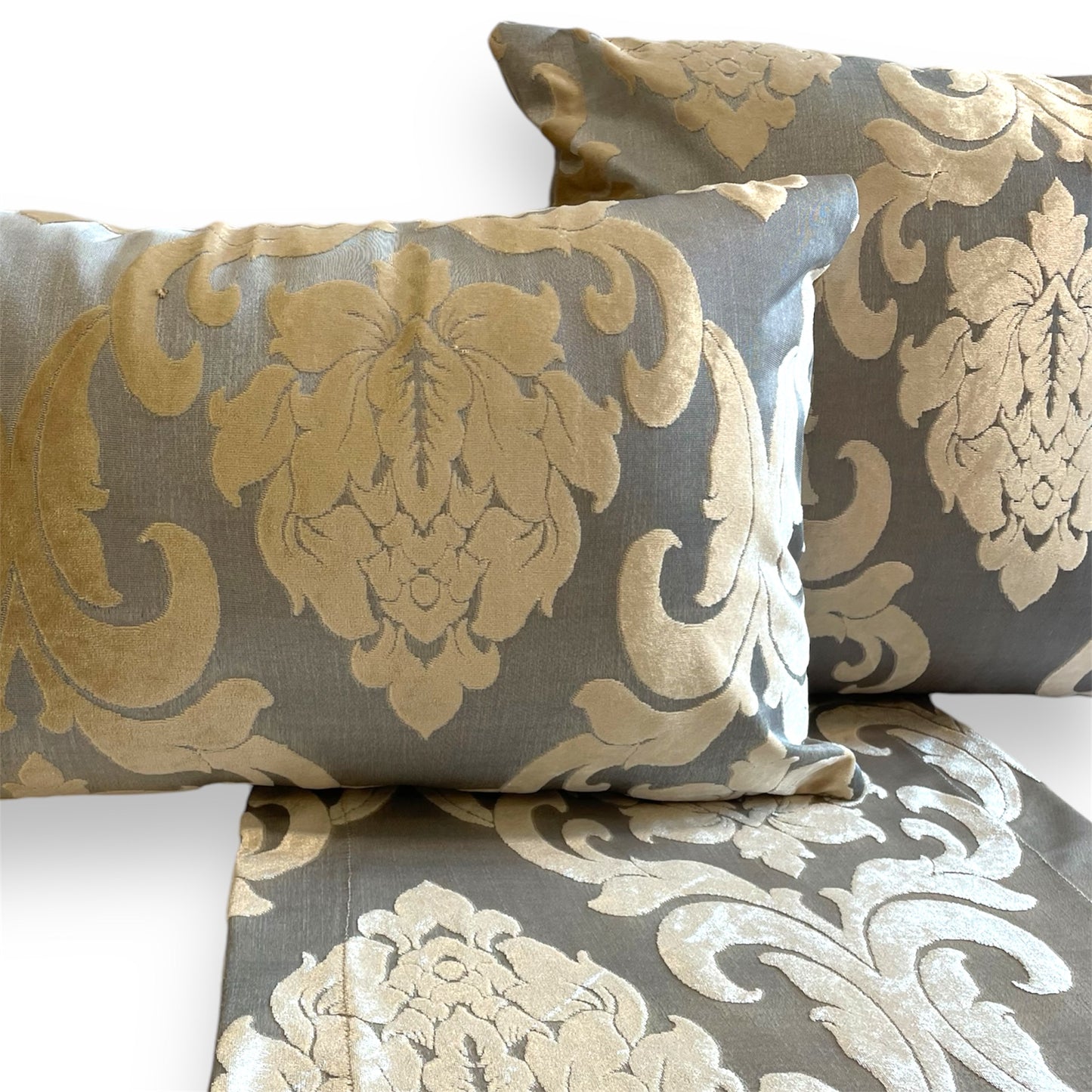 Rectangular Gold & Gray Bloom Pillow