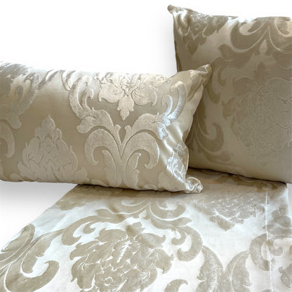 Square Silver & Beige Bloom Pillow